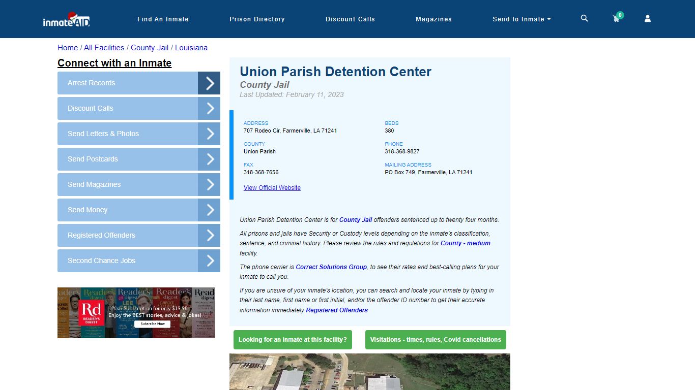 Union Parish Detention Center - Inmate Locator - Farmerville, LA
